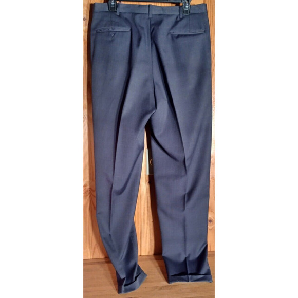 VTG PIERRE CARDIN MENS SUIT XL Pleated Trousers and 2 Button Coat Dark Gray Grid - Picture 10 of 11